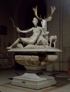 Diana montert på en hjort (marmor og bronse) (se 27649 for detaljer)